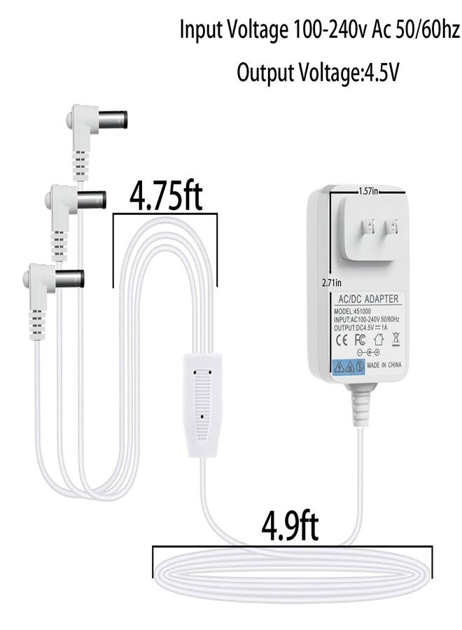nvmw 4.5V AC/DC White Power Adapter for Lemax Lighted Village Accessory,Compatible with Lemax#94563 94564 74707 74295 84428 94565 94566 94527 for Christmas Micro Lighting Building Decoration(3 Output,2PCS) - Image 4